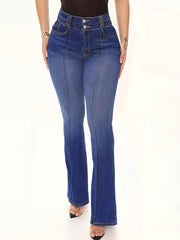 Bootcut Jeans Slim Fit Slight Stretch Pintuck Jeans Women's Denim