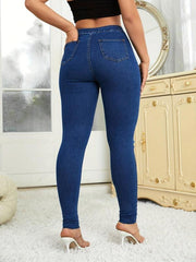 Dark Distressed Skinny Jeans Slim Fit High Stretch Ripped Holes Tight Jeans
