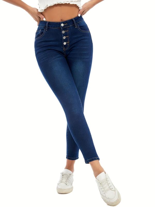 High Stretch Skinny Jeans Single Breasted Women's Denim Jeans