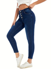 High Stretch Skinny Jeans Single Breasted Women's Denim Jeans