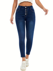 High Stretch Skinny Jeans Single Breasted Women's Denim Jeans