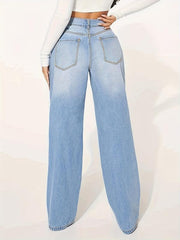 Ripped Holes Baggy Jeans Distressed Loose Fit Wide Leg Denim Jeans