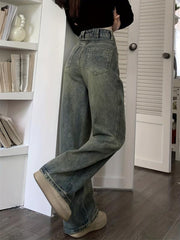 High Waist Wide Leg Straight Jeans Women's Denim