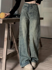 High Waist Wide Leg Straight Jeans Women's Denim