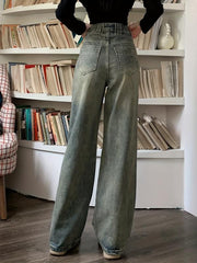 High Waist Wide Leg Straight Jeans Women's Denim