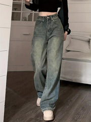 High Waist Wide Leg Straight Jeans Women's Denim