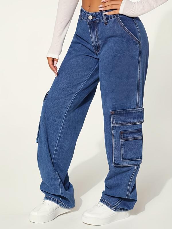 Y2K Cargo Jeans Loose Fit Wide Legs