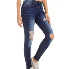 Distressed Skinny Jeans High Stretch Slim Fit Denim Women's Clothing