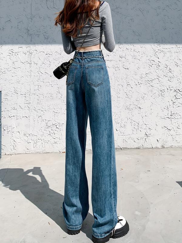Loose Fit High Waist Wide Leg Jeans Women's Denim