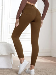 Brown Ripped Holes Skinny Jeans Slim Fit High Stretch Distressed Tight Jeans
