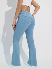 Raw Cut Flare Jeans High Stretch Patch Poc...
