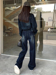 Loose Fit High Waist Straight Jeans Wide Legs