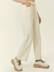 High Waist Loose Straight Denim Pants Creamy Brown Jeans Women's