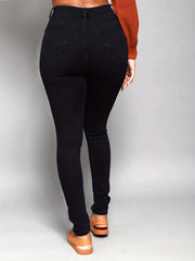 Ripped Holes Skinny Jeans Slim Fit High Stretch Casual Denim Trousers