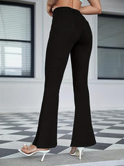 Mid Stretch Flare Jeans Split Washed Bell Bottom Jeans