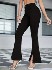Mid Stretch Flare Jeans Split Washed Bell Bottom Jeans