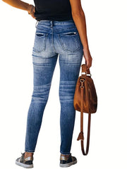 Ripped Holes Skinny Jeans Slim Fit Water Ripped Embossed Distressed Tight Jeans