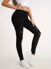Distressed High Stretch Skinny Jeans