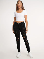 Distressed High Stretch Skinny Jeans