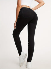 Distressed High Stretch Skinny Jeans