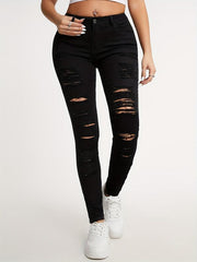 Distressed High Stretch Skinny Jeans