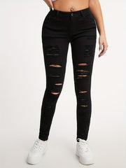 Distressed High Stretch Skinny Jeans