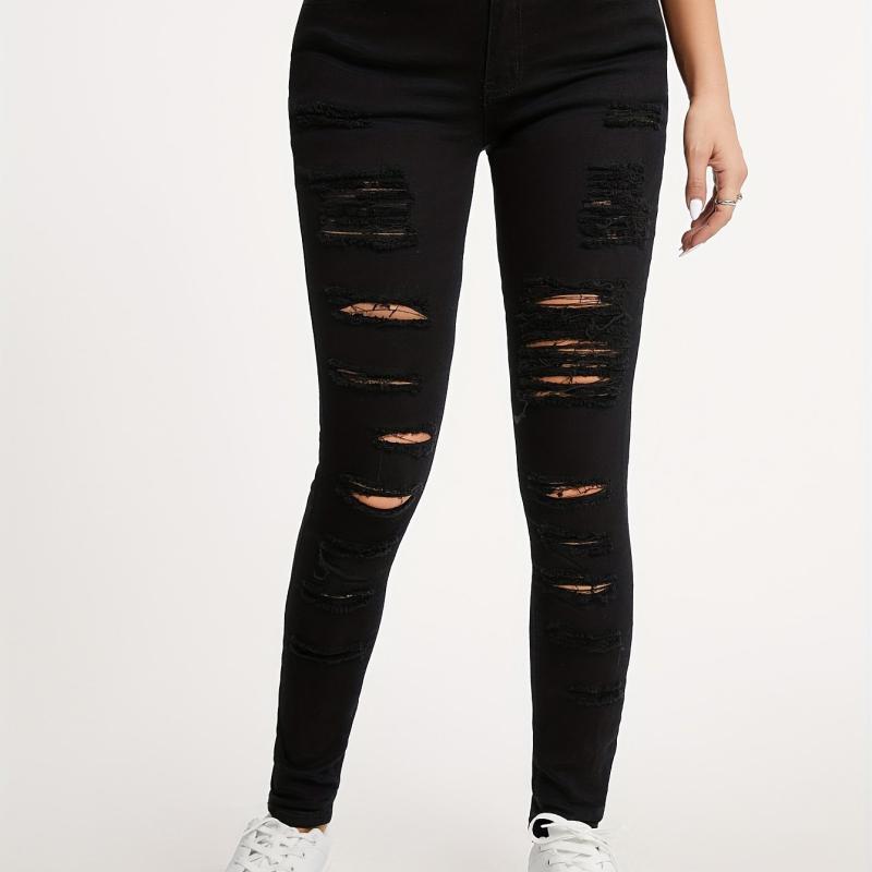 Distressed High Stretch Skinny Jeans