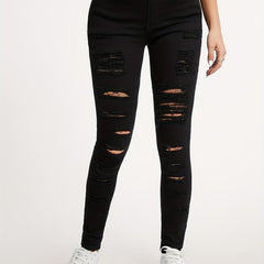 Distressed High Stretch Skinny Jeans