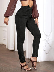 V Shaped Waist Skinny Jeans Slim Fit High Rise High Stretch Ankle Length Jeans
