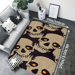 Gothic Kitchen Rug Skull Printed Floor Mat Halloween Flannel Soft