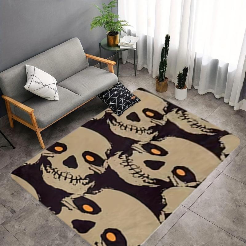 Gothic Kitchen Rug Skull Printed Floor Mat Halloween Flannel Soft