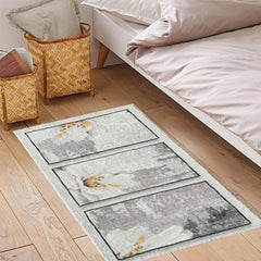 Gray Small Flower Mat Soft Indoor Carpet for Bedroom Decor