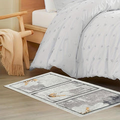 Gray Small Flower Mat Soft Indoor Carpet for Bedroom Decor