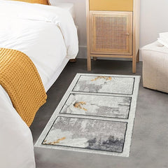 Gray Small Flower Mat Soft Indoor Carpet for Bedroom Decor