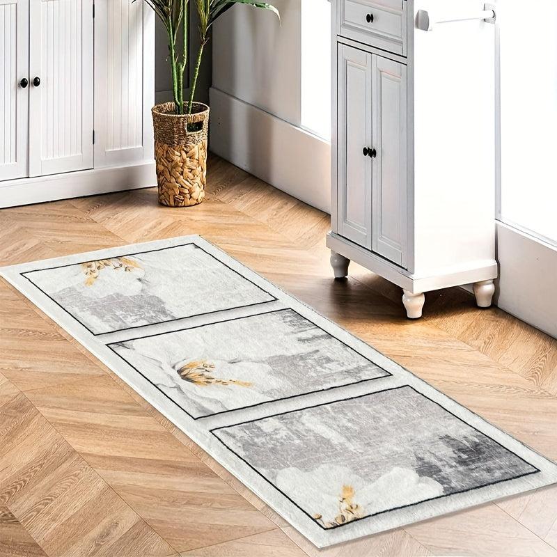 Gray Small Flower Mat Soft Indoor Carpet for Bedroom Decor