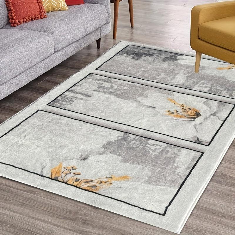 Gray Small Flower Mat Soft Indoor Carpet for Bedroom Decor