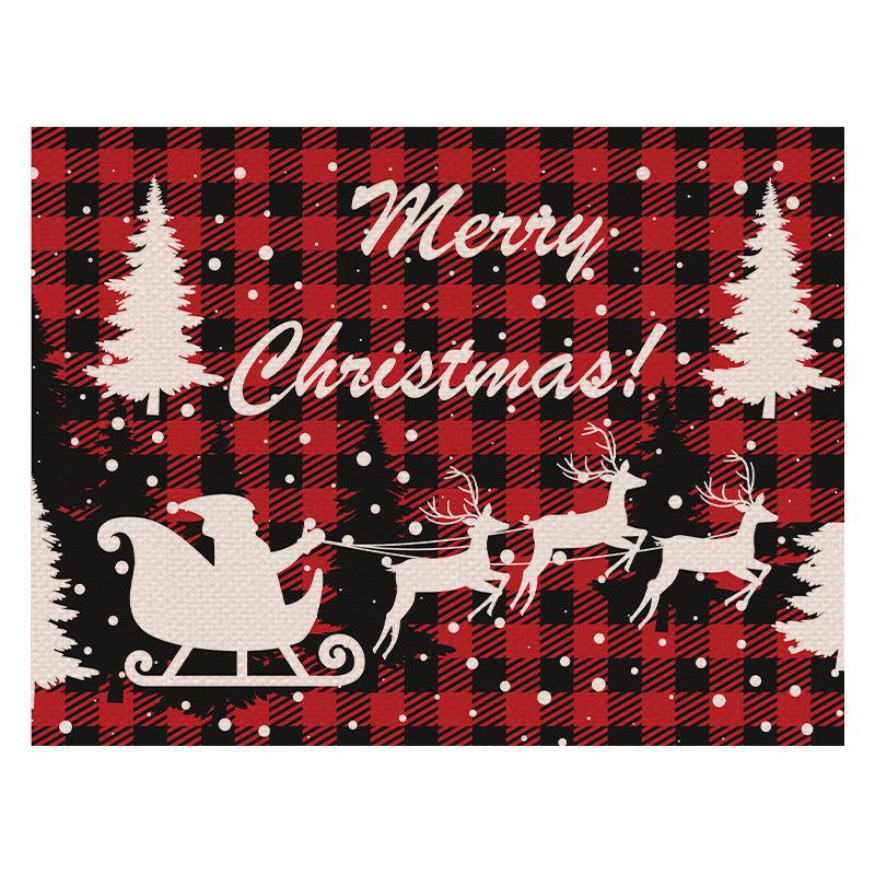 2pcs Christmas Checkered Dwarf Pattern Floor Mat