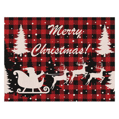 2pcs Christmas Checkered Dwarf Pattern Floor Mat