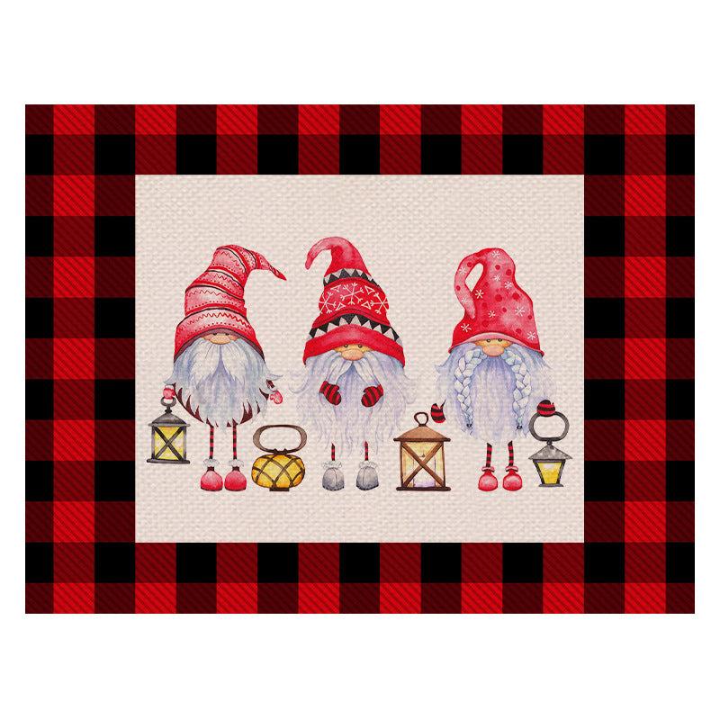 2pcs Christmas Checkered Dwarf Pattern Floor Mat