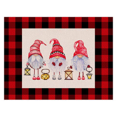 2pcs Christmas Checkered Dwarf Pattern Floor Mat