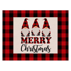 2pcs Christmas Checkered Dwarf Pattern Floor Mat