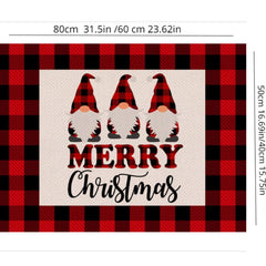2pcs Christmas Checkered Dwarf Pattern Floor Mat