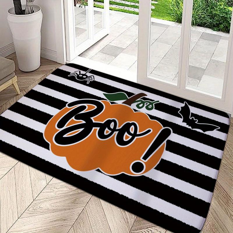 Non Slip Door Mat Stripe Orange BOO Pumpkin 23.62x35