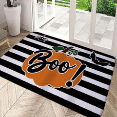 Non Slip Door Mat Stripe Orange BOO Pumpkin 23.62x35