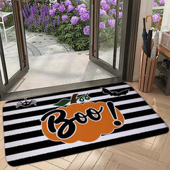Non Slip Door Mat Stripe Orange BOO Pumpkin 23.62x35