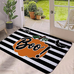 Non Slip Door Mat Stripe Orange BOO Pumpkin 23.62x35