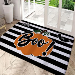 Non Slip Door Mat Stripe Orange BOO Pumpkin 23.62x35