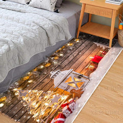 Christmas Doormat Snow Lighthouse Rug Waterproof Non-Slip Kitchen Bathroom Rug