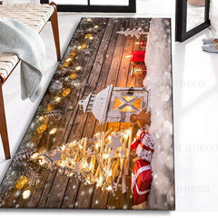 Christmas Doormat Snow Lighthouse Rug Waterproof Non-Slip Kitchen Bathroom Rug