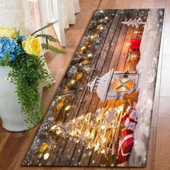 Christmas Doormat Snow Lighthouse Rug Waterproof Non-Slip Kitchen Bathroom Rug
